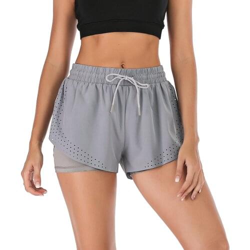 Women Summer Running Shorts Elastic Waist with Waist Rope Quick Dry Loose Jogging Fitness Gym Workout Shorts