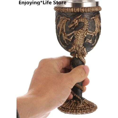 Mug Resin Skull Wine Glass Wine Goblet Stainless Steel Beer Mug Coffee Mugs Halloween Bar Home Decoration