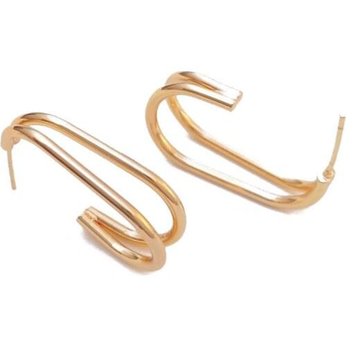 2PCS Design U-shaped Stud 14k Gold Plated Charms for Jewelry Making 925 Silver Needle DIY Earrings Handmade Copper Accessories