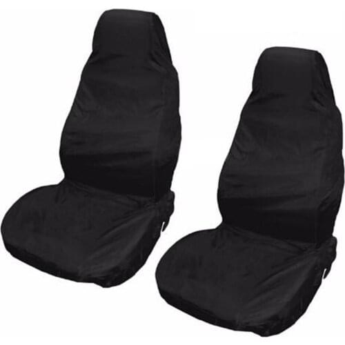 2 Pieces Universal Waterproof Nylon Front Car Seat Cover Protectors Black Pair Covers
