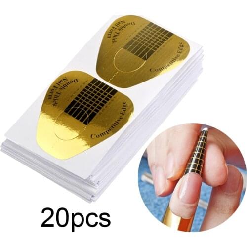 20Pcs Nail Forms Gold Nail Extension Stencil Molds Nails Acrylic UV Gel Tips for Building Sticker Nail Art Accessories Tools