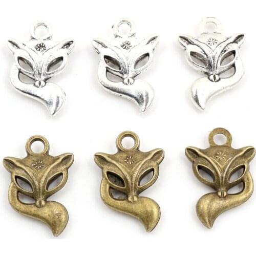 20x14mm 10pcs Antique Silver Plated Bronze Colors Plated Fox Handmade Charms Pendant:DIY for bracelet necklace