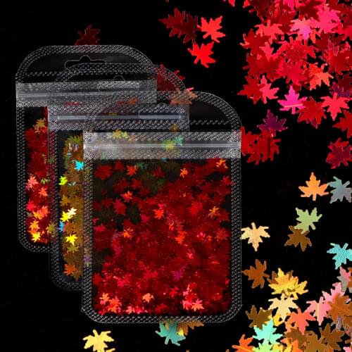 3 Bags Loose Sequins Maple Leaf Glitter For Epoxy Resin Molds Candle DIY Pendant Crystal Crafts Jewelry Making Nail Art Decals