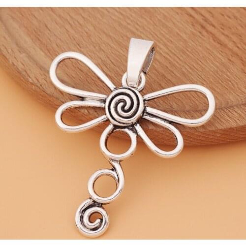 5pcs/Lot Large Hollow Open Spiral Dragonfly Tibetan Silver Charms Pendants for Necklace Jewelry Making Accessories