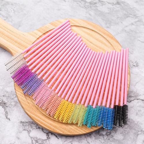 Eye Brush Makeup Tools 50 PCS Disposable Pink Mascara Wand Eyelash Extension Cosmetic Brushes Applicator Spoolers Lash Supplies
