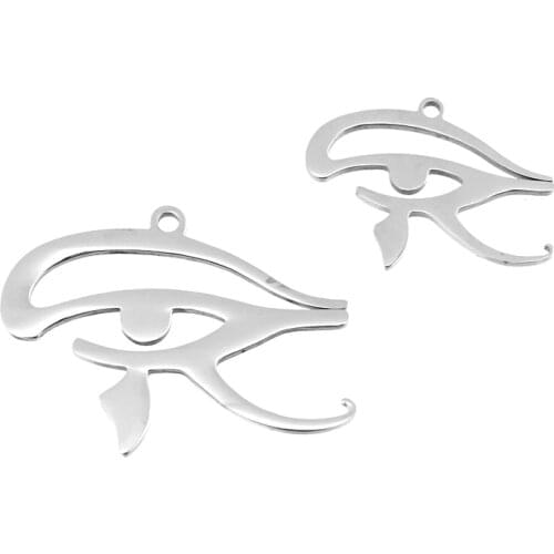 50pcs jewelry DIY burnish polished Egypt Eye Of Horus Charm Pendant stainless steel Metal Necklace for men women wholesale price