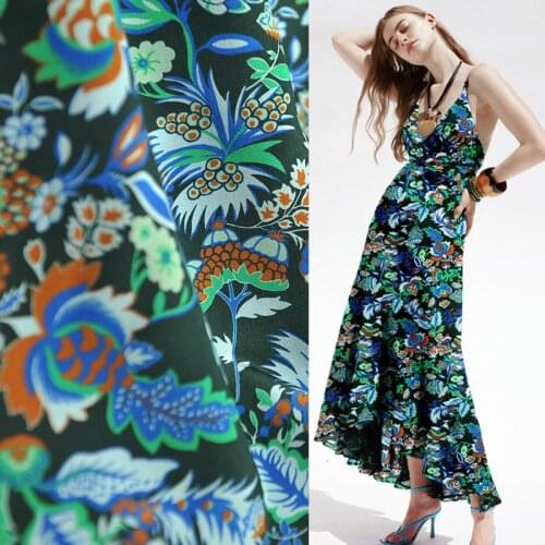 50x112cm printed natural 100% mulberry silk crepe de chine fabric summer 14mm drape shirt clothing fabric for dress cloth