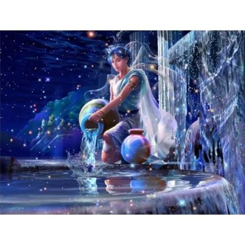 5d Mosaic DIY Diamond Painting Full Square Round Cross Stitch People Chinese Zodiac Signs Aquarius Diamond Embroidery Room Decor