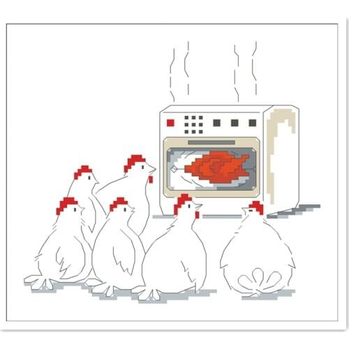 What??? cross stitch kits package chicken hen oven 18ct 14ct 11ct cloth silk cotton thread embroidery DIY handmade needlework