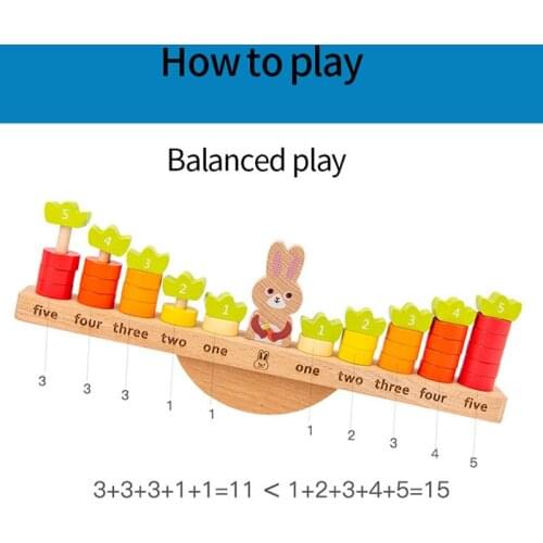 Wooden Rabbit Balance Math Game Toy For Children Early Education Kids Learning Color Sorter Blocks Number Addition Subtraction