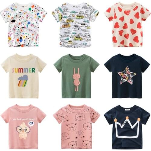 Baby Girl t-shirt Tops Baby Girl T-shirt Big Girls Tee Shirts Children Girl 3-8 Years Summer Short Sleeves Cotton Tees