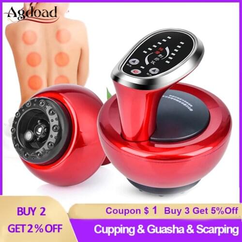 Electric Scraping Cupping Cans Guasha Suction Massager Body Slim Heating Therapy Body Slim Device Vacuum Suction Massage Cupping