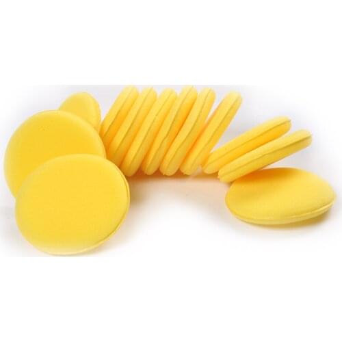 24Pcs 10cm Diameter Car Cleaning Sponge Waxing Polish Wax Foam Sponge Round Yellow Clean Washer Washing Tool Car Care