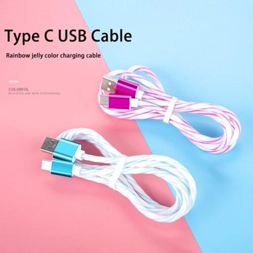 Rainbow Color Type C Cable Charging Data Cable USB C Cable for Xiaomi HTC Huawei OPPO Mobile Phone Accessories Charger USB Cable