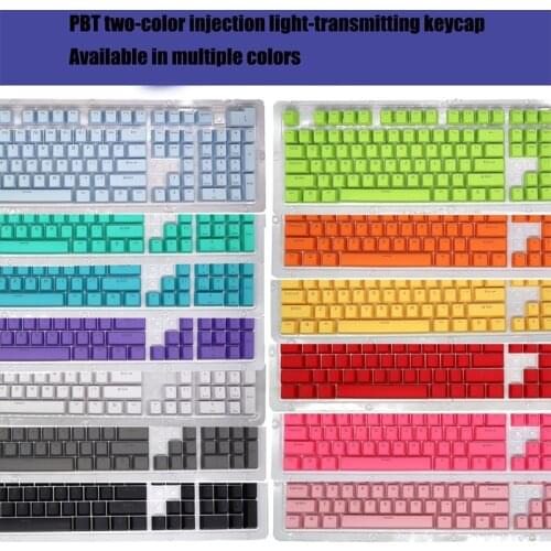 PBT keycaps OEM Height 104 Keys Solid Color Backlight Keycaps Suitable for Mechanical Keyboard Installation (MX Switch)