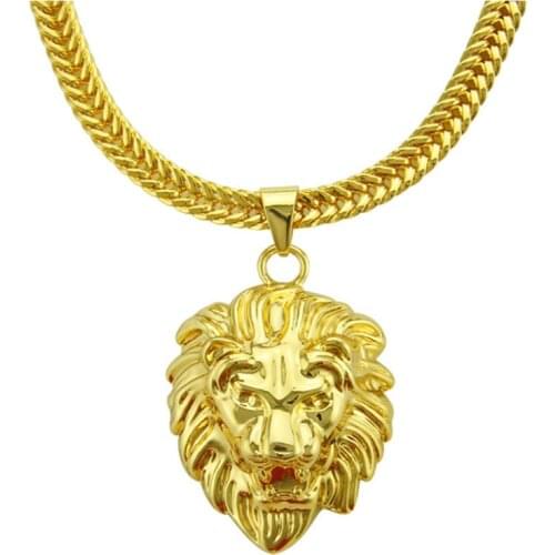 Chunky Jewelry Hiphop Punk Lion necklaces for men women long chain jewelry accessories alloy gold color fj010