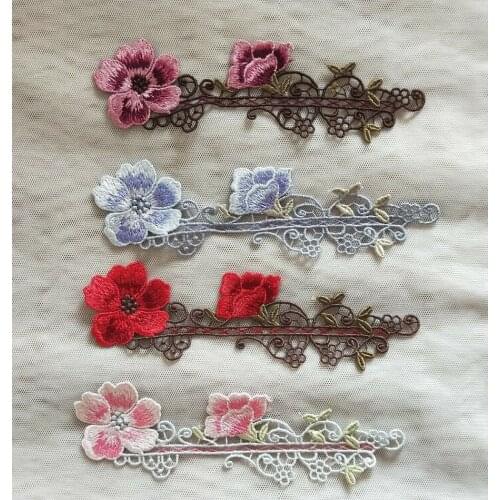 2pcs Lace Applique Exquisite Embroidered Patches For Dress Grown Bridal Veil Bodice Motif