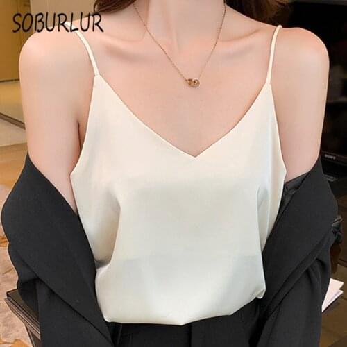 SOBURLUR Summer Tops For Girls Womens tube top Cropped Vest Off Shoulder T-Shirts Sling Top Inside Tank Top Woman Clothes Sexy