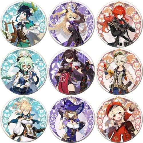 Hot Sale Game Genshin Impact Icon Brooch Cosplay Badge Backpacks Button Clothes Women Party Breastpin Female Gift YS