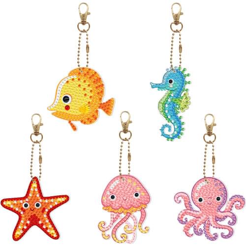 DIY HOT!New Coming Acrylic Dinosaur Key Chain Cartoon Cute KeyRing Full Crystal Animal Keychain for Kids Gifts Bag Decoration
