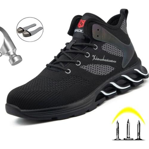 New Safety Shoes Men Safety Boots Steel Toe Puncture-Proof Work Boots Men Shoes Lightweight Work Shoes Work Sneakers Plus Size