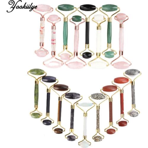 Quartz Roller Slimming Face Massager Lifting Tool Natural Jade Facial Massage Roller Stone Skin Massager Beauty Care White Box
