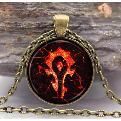 Horde Symbol Logo Pendant Necklace Glass Cabochon Vintage Movie Jewelry Necklace for Women Men Gift gift Sweater Chain