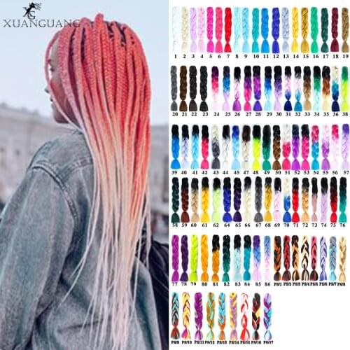 XUANGUANG 24inch Jumbo Braids Long Strands Crochet Braid Synthetic kanekalon Braiding Hair Extensions for Woman and children