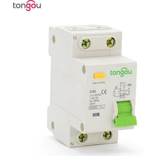 2P 1P+N 40A 30mA 230V~ 50HZ/60HZ Residual Current Circuit breaker With Over Current and Leakage Protection RCBO