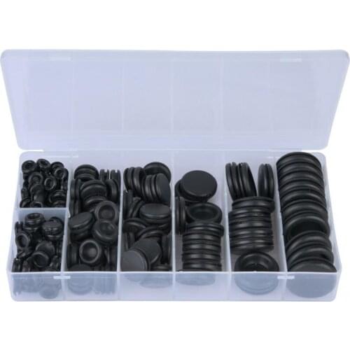 200pcs Black 3/16"\1/8"\1/4"\5/16"\3/8"\1/2"\5/8"\3/4" Rubber Grommet Sealing Ring Set