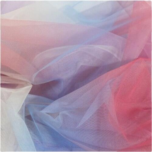Width 55'' Gradient Rainbow Encryption Perspective Mesh Fabric By The Half Yard For Creative Dress Background Cloth Material
