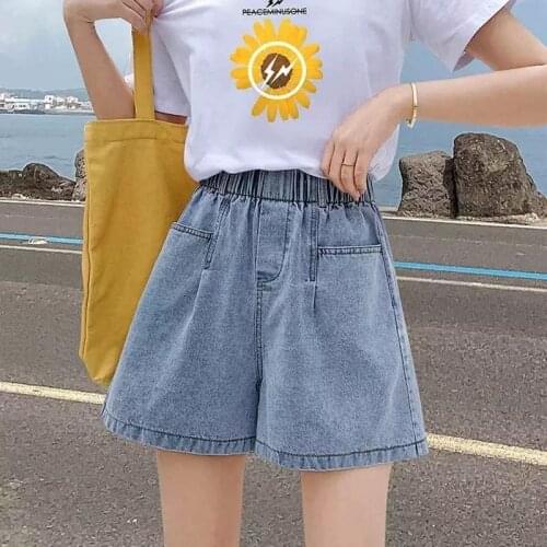High waist denim shorts women summer 2021 new loose and thin wild fashion hot pants A-line pants casual shorts