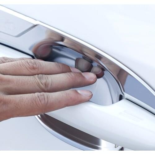 Steel Carbon Fiber Silver Car Accessories Exterior Outer Door Bowl Cover Trim Sticker For Toyota RAV4 2019 2020