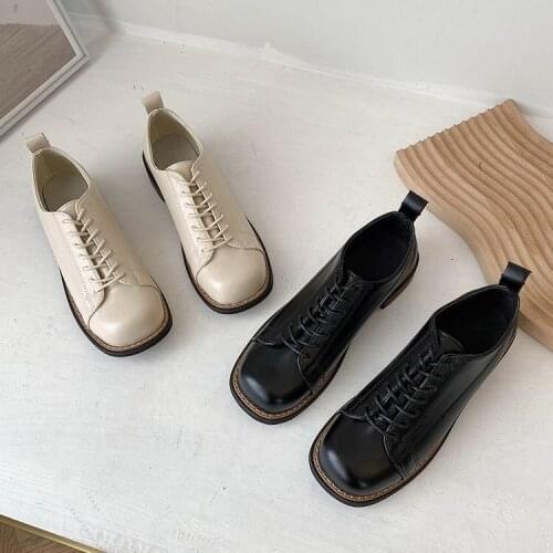 Womens shoes Oxford shoes lace up black spring and autumn leisure comfortable womens shoes low heel shallow mouth single shoes