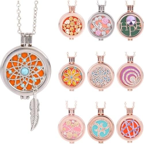Vintage Aromatherapy Pendant Necklace Hollow Leaf Flower Long Chain Jewelry Charms Aromatic Oil Diffuser Locket Necklace