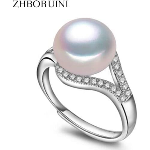 ZHBORUINI Pearl Ring Natural Freshwater Pearl Jewelry 925 Sterling Silver Rings For Women High Guality Zircon Wedding Rings Gift