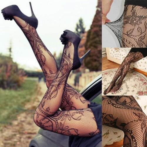 New Charming Fashion Black Sexy Charming Floral Pattern Fishnet Pantyhose Hot Sale 2020