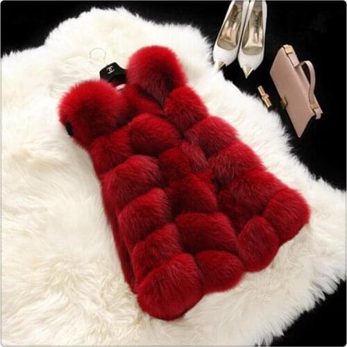 2020 New Women Autumn Winter Solid Color Medium Length Pocket Sleeveless Artificial Fur Keep Warm Vest Loose Coat Atmosphere