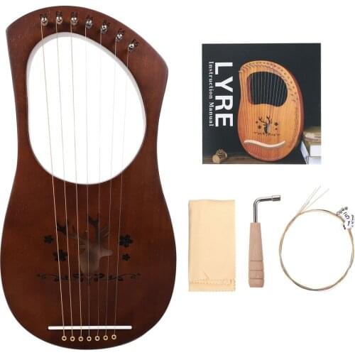 1 Set Wooden Harp Retro Style Wood 7 Strings Lyre Harp String Instrument