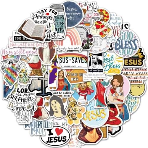 10/30/50PCS Jesus Christian Cartoon Graffiti Sticker Laptop Car Bike Refrigerator Helmet Water Cup Sticker Decoration Wholesale