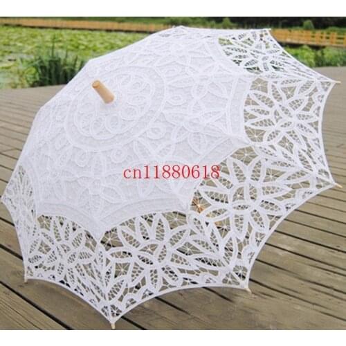 10pcs/lot Free Shipping 38 inch Fashion Elegant Umbrella Long-handle Non-automatic Lace Parasol For Wedding 11 colors