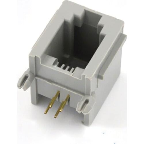 100pcs Rj11 Connector Crystal Head Socket 616pcb-4p4c Thick Gray For Telephone Microphone Cable Socket Adapter