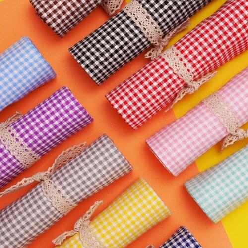 3mm Plaid Twill Fabric Colourful Home Decor DIY Handmade Materials Bedding Fabrics Per Half Meter