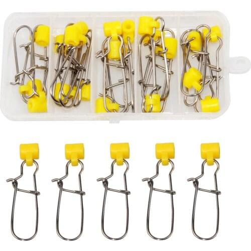 30pcs/Box Plastic Head Swivel With 8# Stainless Steel Duo Lock Snap Fishing Sinker Slide Swivel For Braid Fishing Line Slider