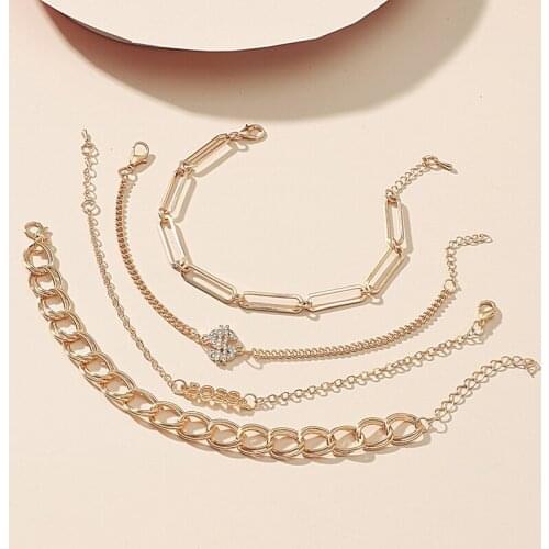 4Pcs/set Fashion New Butterfly Chain Multi Layer Foot Chain Suit Trend Creative Simple Alloy Metal Jewelry