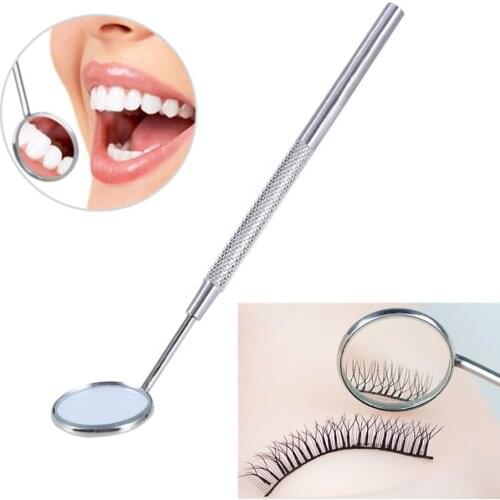 5 Pieces Checking Extension Grafting Mirror Stainless Steel Looking Glass Clean Oral Eyelashes Tool Handle Inspection Mirror