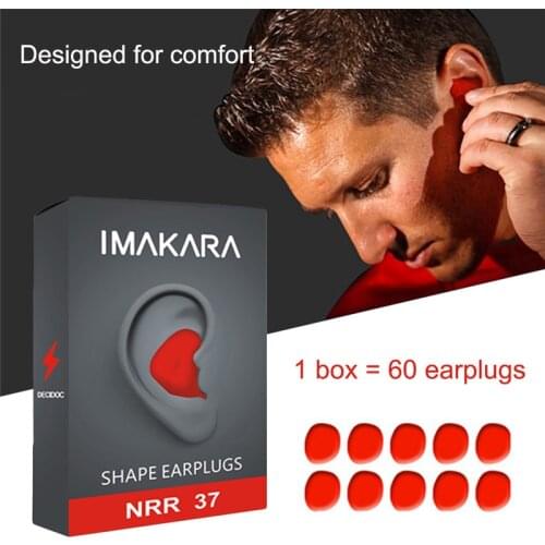 60Pcs/Set Moldable Shaped Anti Noise PU Earplugs Aid Sleep Soft Earplugs Waterproof Swimming Earplugs Soundproof Ear Plugs