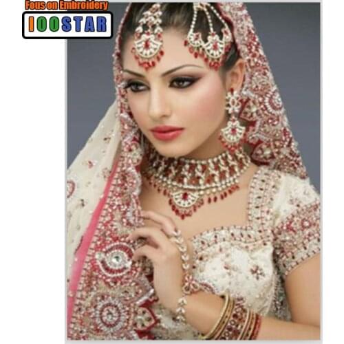 Embroidery with diamonds Painting by numbers rhinestones Diamond mosaic needlework Wall decor art Pictures Indian beauty