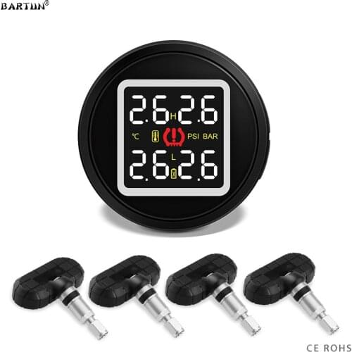 Car TPMS Cigarette Charger Tire Pressure Monitor Sensor Security System Compatible All Brand 4 Tire Sensors Real Time Monitoring