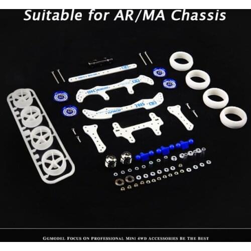 Free Shipping 1 Set Self Made Mini 4WD RC Car AR/MA Chassis White Blue Glass Fiber Spare Parts